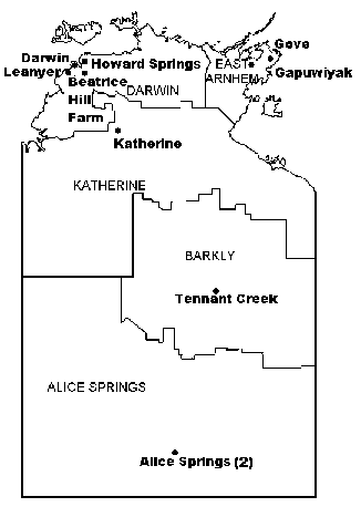 Figure 2. Sentinel chicken flocks in the Northern Territory