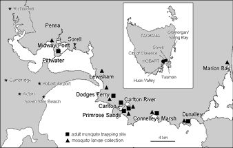 Figure 1. Adult and larval sampling locations 